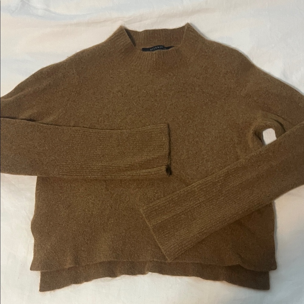 All Saints Brown Wool Turtleneck Sweater | Small